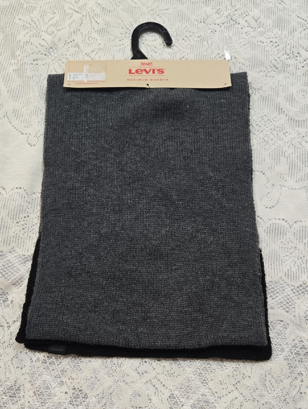 Levi's Charcoal and Black Knit Scarf